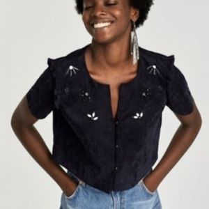 NWT Zara Faux Suede Embellished Crop Top